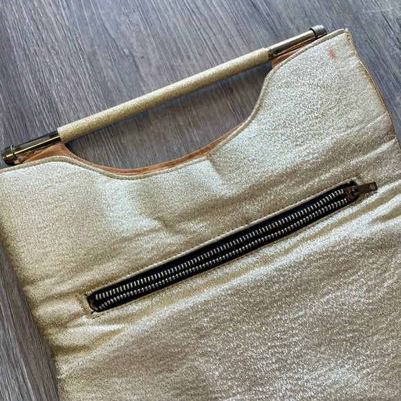 Vintage 1950s Metallic Gold Foil Fold Over Clutch