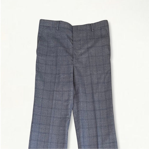 Vintage 1960s 1970s Blue Checked Plaid Trousers
