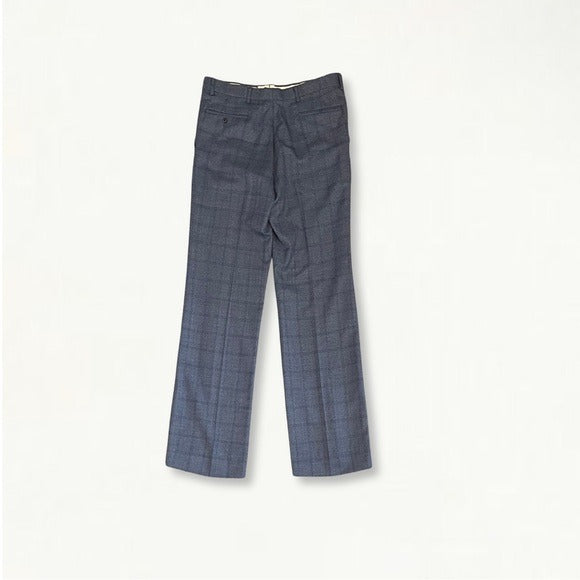 Vintage 1960s 1970s Blue Checked Plaid Trousers