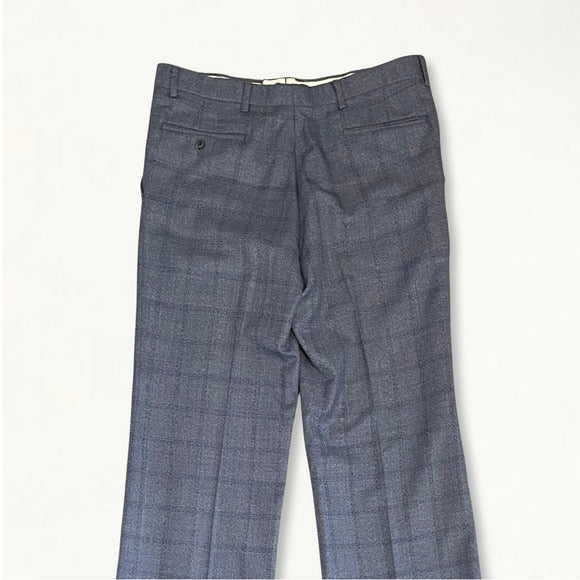 Vintage 1960s 1970s Blue Checked Plaid Trousers