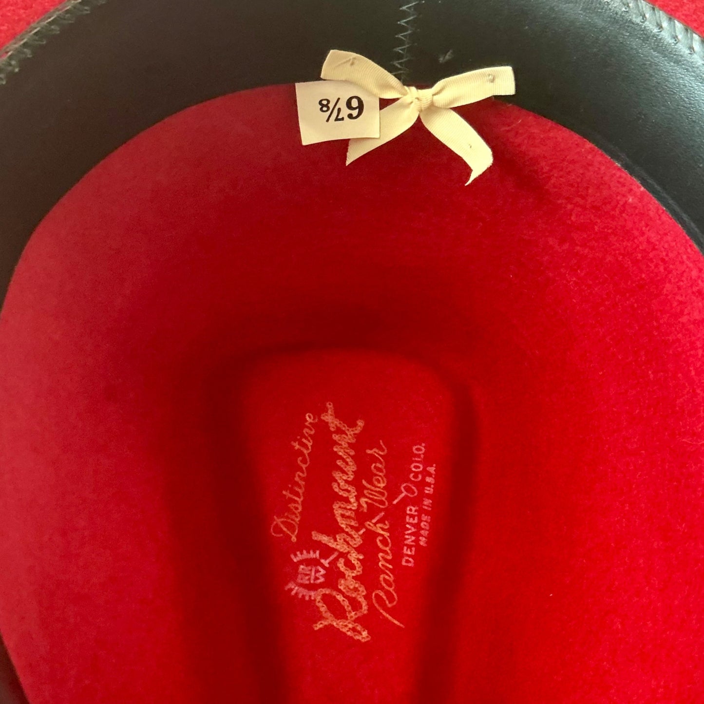 Vintage Rockmount Ranch Wear Women's Red Felt Cowgirl Hat "I" Detail