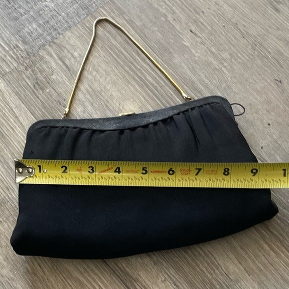 Vintage 1950s Black Fabric Bag + Change Purse Set