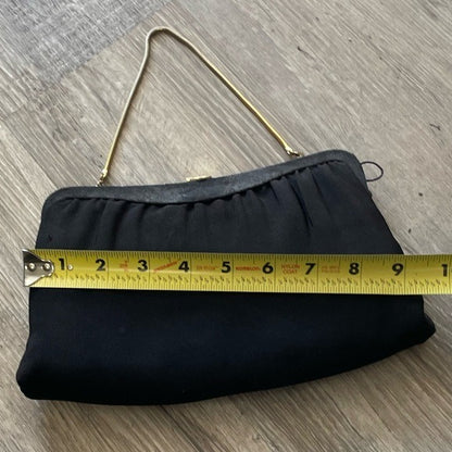 Vintage 1950s Black Fabric Bag + Change Purse Set
