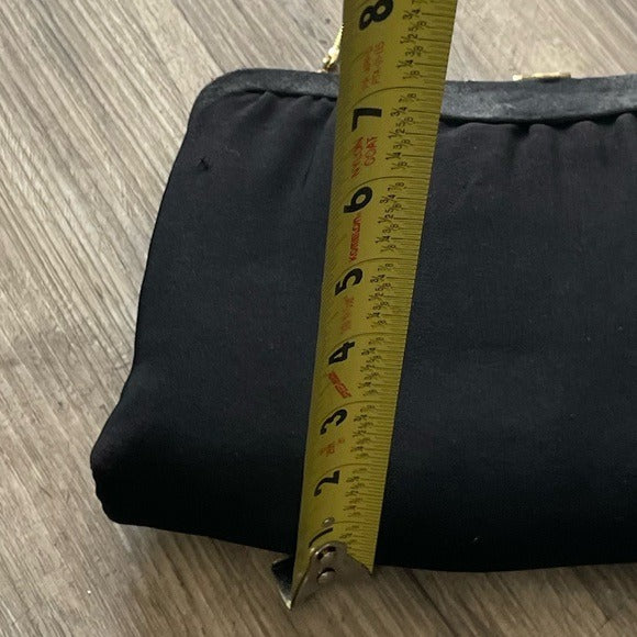 Vintage 1950s Black Fabric Bag + Change Purse Set