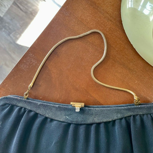 Vintage 1950s Black Fabric Bag + Change Purse Set