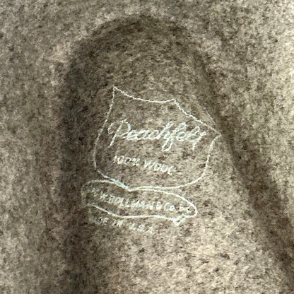 Vintage Peachfelt Grey Felt Hat Gold-Tone Horse Head Emblem + Pheasant Feathers