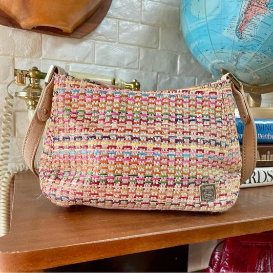 Vintage 90s Y2K Liz Claiborne Rainbow Woven Mini Bag