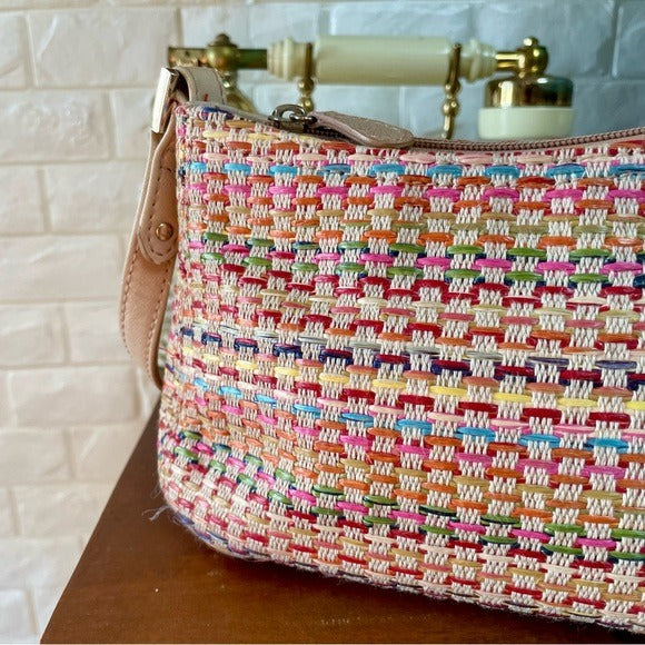 Vintage 90s Y2K Liz Claiborne Rainbow Woven Mini Bag