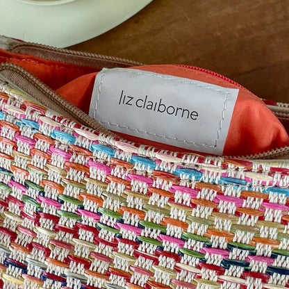 Vintage 90s Y2K Liz Claiborne Rainbow Woven Mini Bag