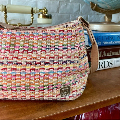 Vintage 90s Y2K Liz Claiborne Rainbow Woven Mini Bag