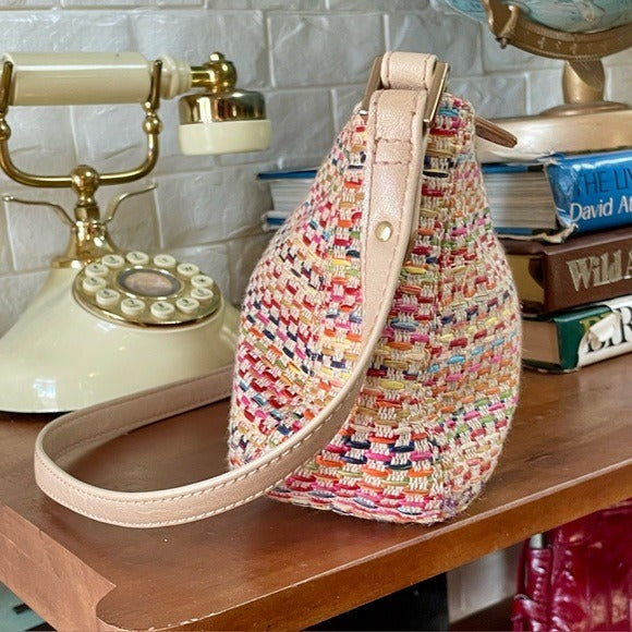 Vintage 90s Y2K Liz Claiborne Rainbow Woven Mini Bag