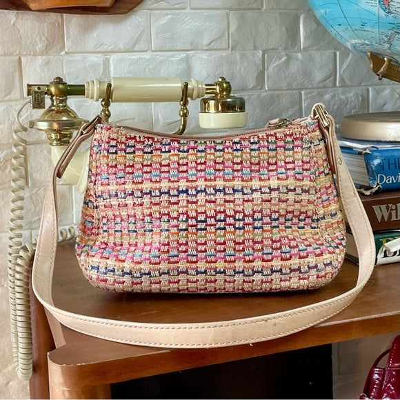 Vintage 90s Y2K Liz Claiborne Rainbow Woven Mini Bag