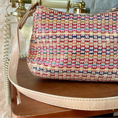 Vintage 90s Y2K Liz Claiborne Rainbow Woven Mini Bag