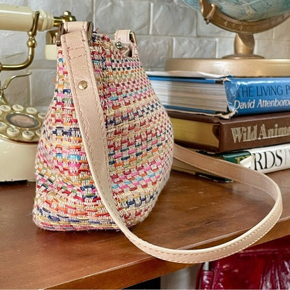 Vintage 90s Y2K Liz Claiborne Rainbow Woven Mini Bag