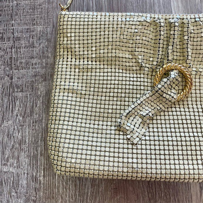 Vintage Chain-Mail Mesh Handbag + Gold Brooch Detail