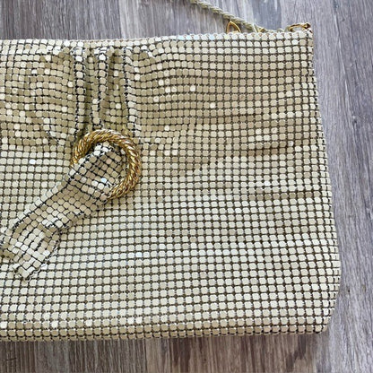Vintage Chain-Mail Mesh Handbag + Gold Brooch Detail
