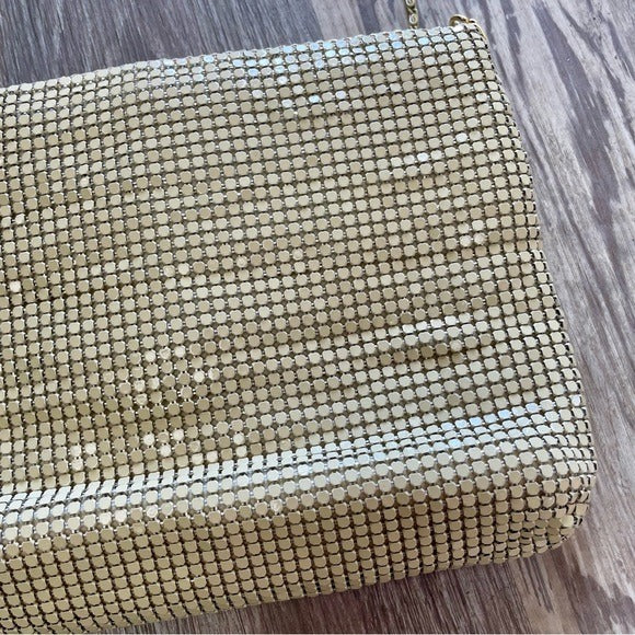 Vintage Chain-Mail Mesh Handbag + Gold Brooch Detail