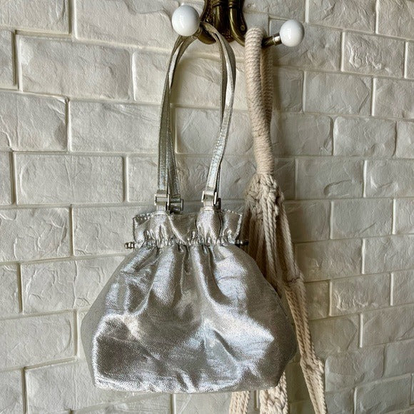 Vintage Metallic Fabric Pouch Bag