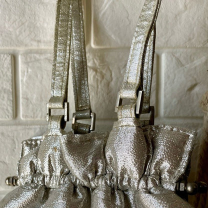 Vintage Metallic Fabric Pouch Bag