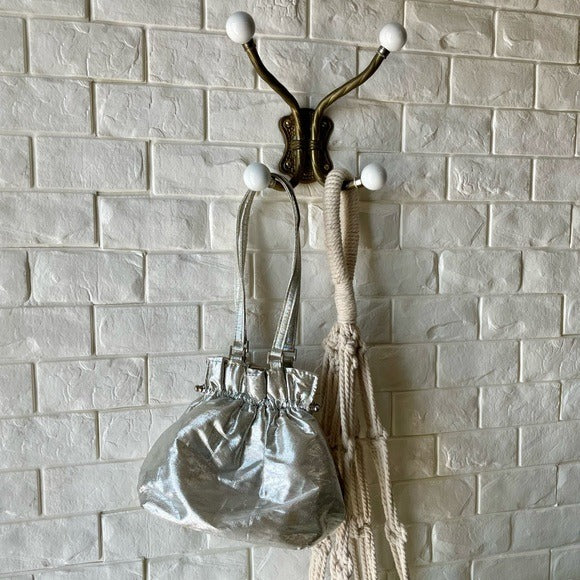Vintage Metallic Fabric Pouch Bag