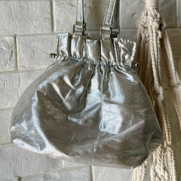 Vintage Metallic Fabric Pouch Bag