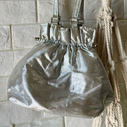 Vintage Metallic Fabric Pouch Bag