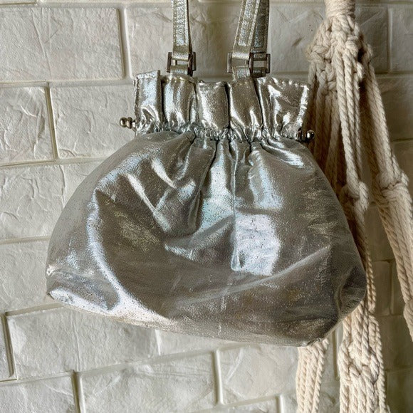 Vintage Metallic Fabric Pouch Bag