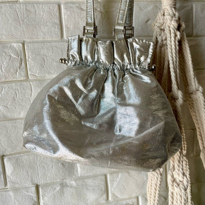 Vintage Metallic Fabric Pouch Bag