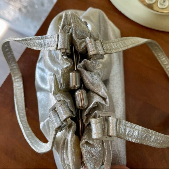 Vintage Metallic Fabric Pouch Bag