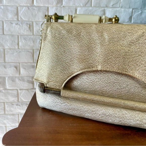 Vintage 1950s Metallic Gold Foil Fold Over Clutch