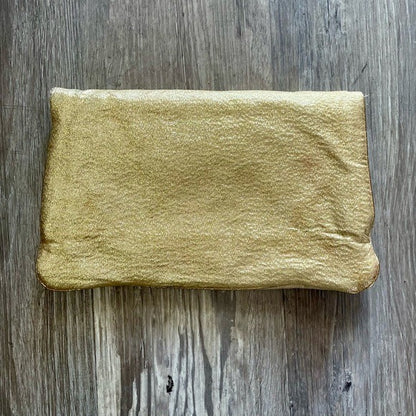 Vintage 1950s Metallic Gold Foil Fold Over Clutch