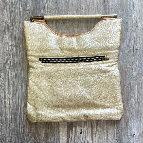 Vintage 1950s Metallic Gold Foil Fold Over Clutch