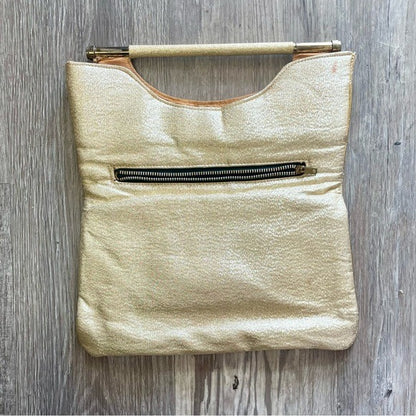 Vintage 1950s Metallic Gold Foil Fold Over Clutch