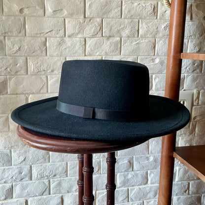 Vintage Phillip Somerville Black Wool Felt Hat