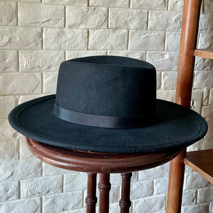 Vintage Phillip Somerville Black Wool Felt Hat