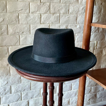 Vintage Phillip Somerville Black Wool Felt Hat