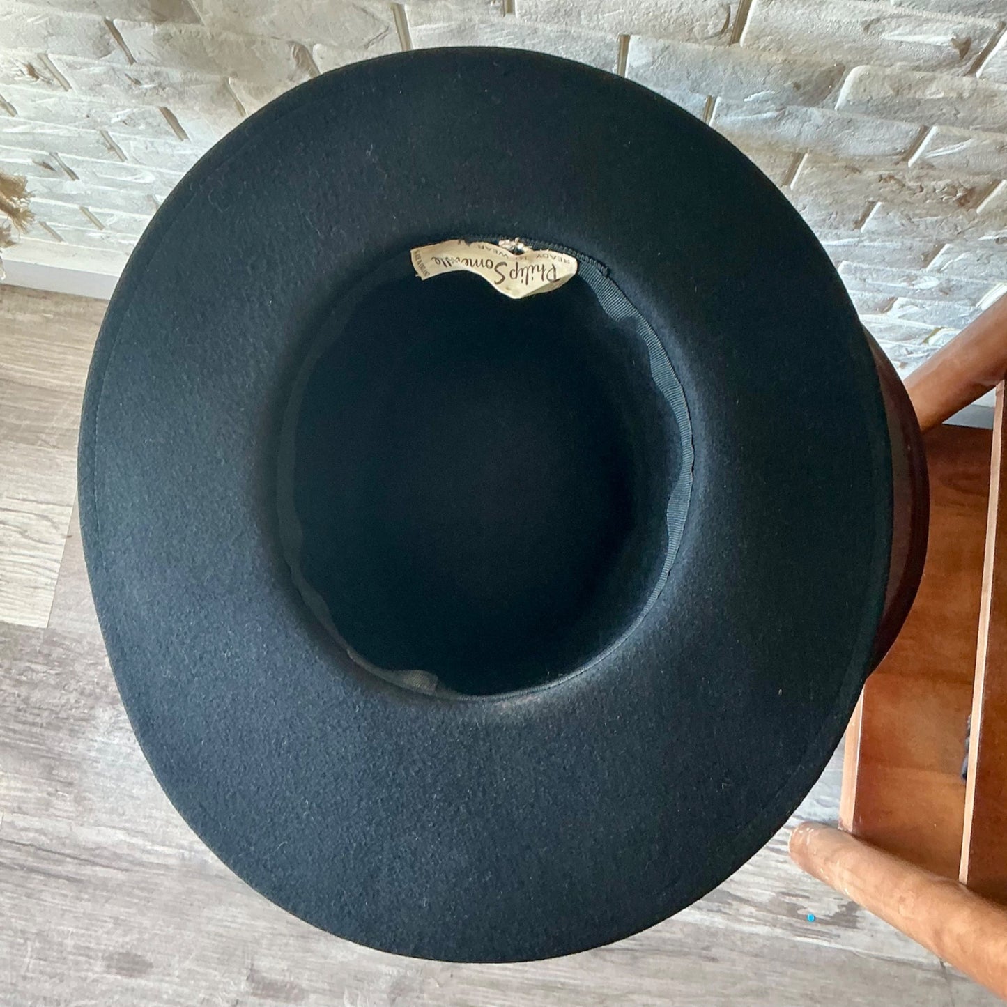 Vintage Phillip Somerville Black Wool Felt Hat