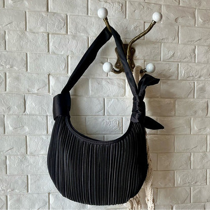 Vintage La Regale Elegant Pleated Fabric Hobo Bag