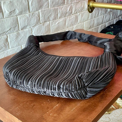 Vintage La Regale Elegant Pleated Fabric Hobo Bag