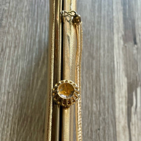 Vintage Gold Foil Metallic Snap Lock Mini Bag Purse