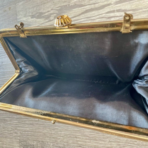 Vintage Gold Foil Metallic Snap Lock Mini Bag Purse