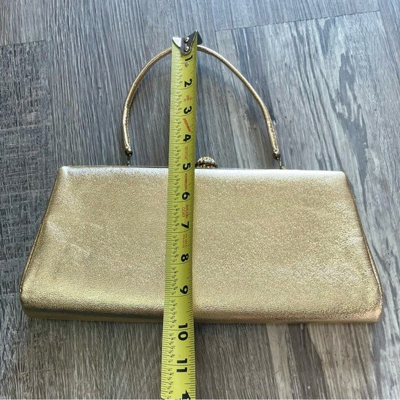 Vintage Gold Foil Metallic Snap Lock Mini Bag Purse
