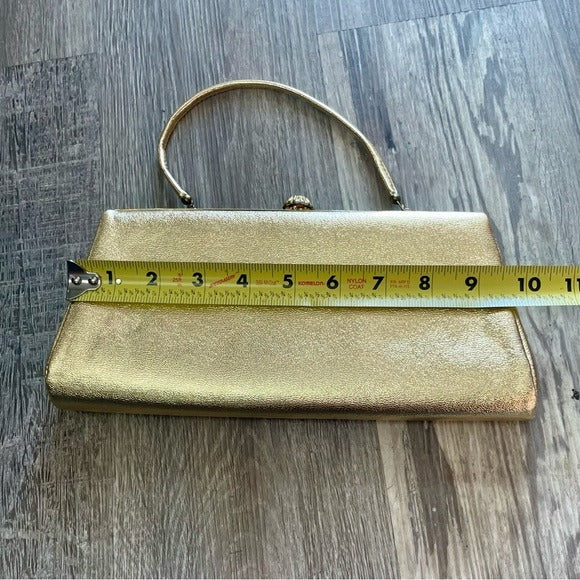 Vintage Gold Foil Metallic Snap Lock Mini Bag Purse