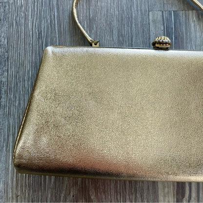 Vintage Gold Foil Metallic Snap Lock Mini Bag Purse