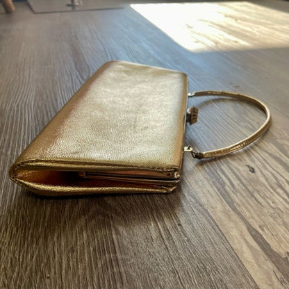 Vintage Gold Foil Metallic Snap Lock Mini Bag Purse