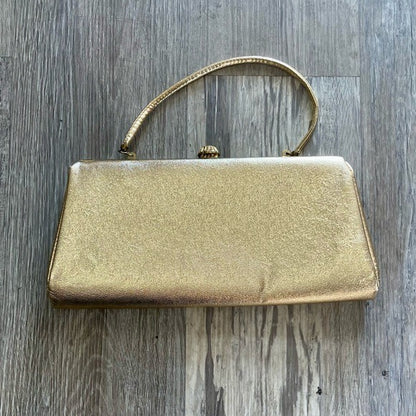 Vintage Gold Foil Metallic Snap Lock Mini Bag Purse