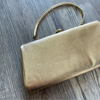 Vintage Gold Foil Metallic Snap Lock Mini Bag Purse