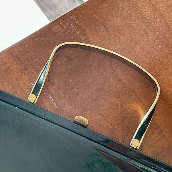 Vintage 1960s Bobbie Jerome Patent Leather Metal Top Handle Bag