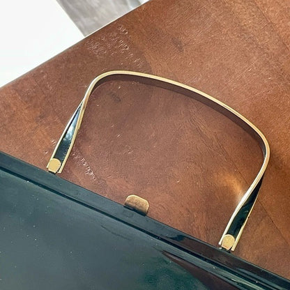 Vintage 1960s Bobbie Jerome Patent Leather Metal Top Handle Bag
