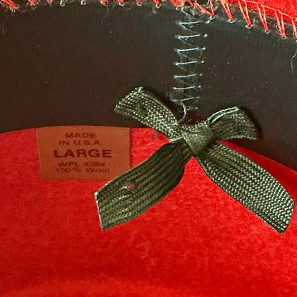 VIntage Red 100% Wool Felt Western Hat Silver Concho Hatband
